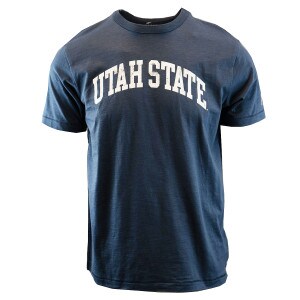 Utah State distressed text washed navy t-shirt